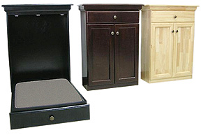 Pet Murphy Beds are available in Black, Mahogany, and Natural finishes.